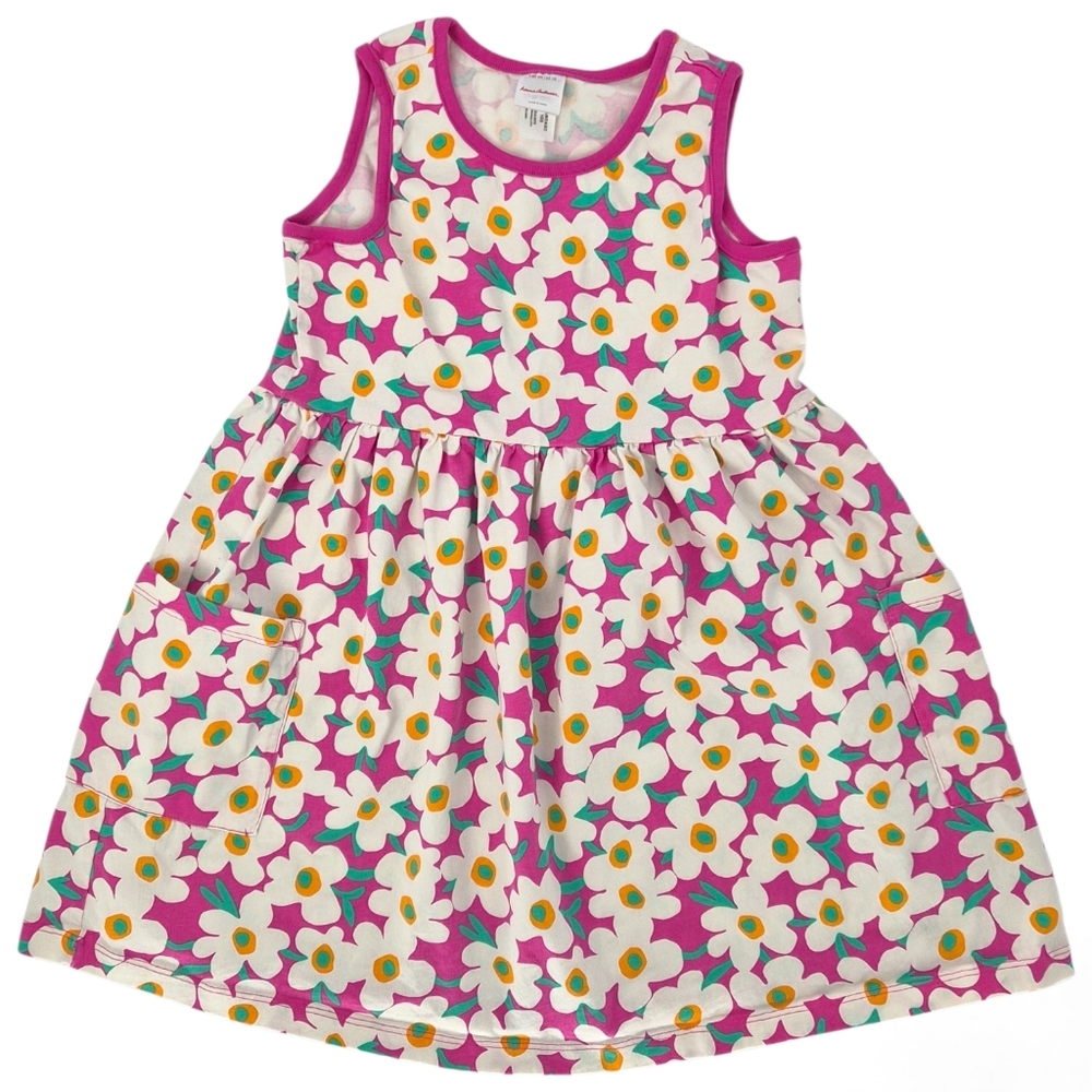 Hanna Anderson Floral Pocket‎ Dress | Pink Retro Daisy Cotton Twirl Dress Sz 10